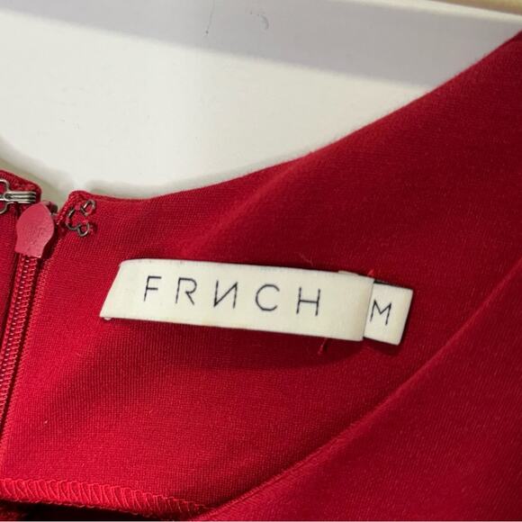 FRNCH Holiday Red A-line Romantic Scoop Neck Stretch Midi Sleeveless Dress Med - Picture 9 of 14